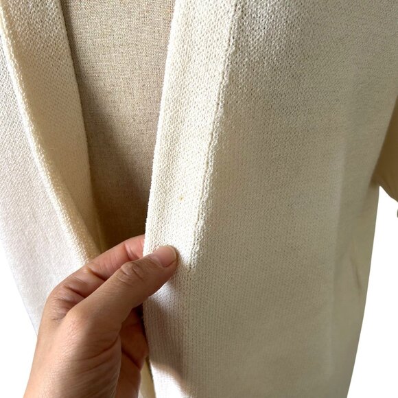 St. John Collection Sz Large Cream Knit Open Front Cardigan With Short Sleeves - Picture 6 of 11